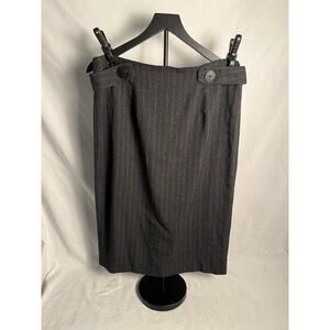 Grace Elements Gray Pinstripe Button Waist Pencil Skirt Women’s Size 14